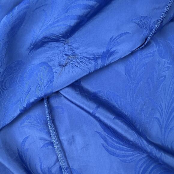 VTG 80s Printed Satin Cocktail Wrap Dress Size S Cobalt 90s Evening Party Peplum - Picture 15 of 16